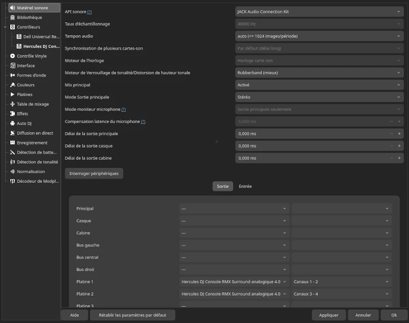 attribut alt: parametres de mixxx
